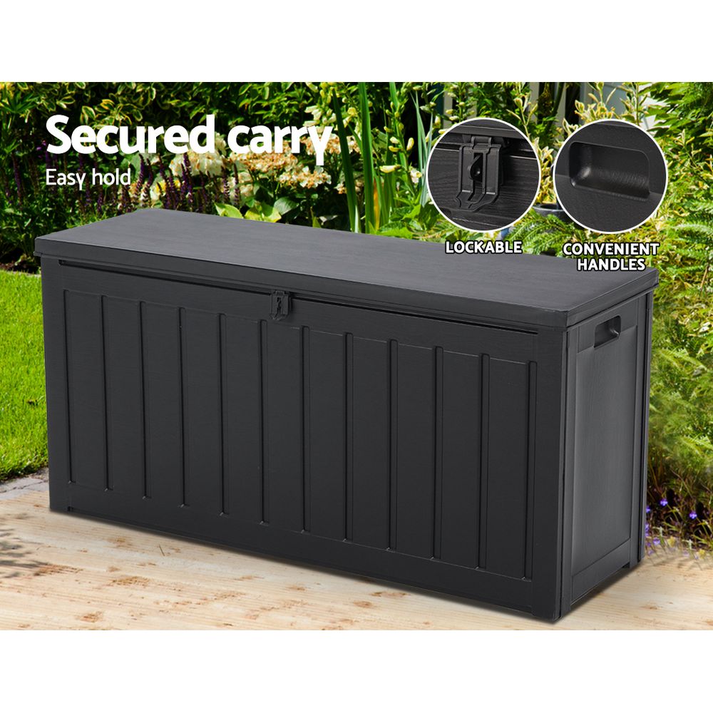 240L Outdoor Storage Box Lockable Bench Seat Garden Deck Toy Tool Sheds - image6