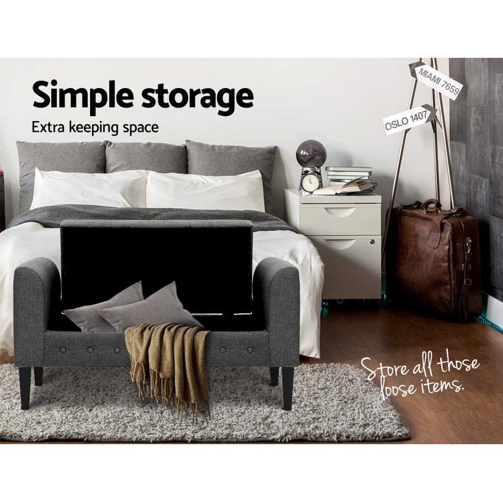 Fabric Storage Ottoman - Grey - image6