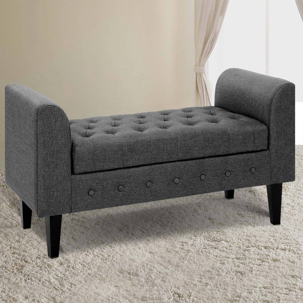 Fabric Storage Ottoman - Grey - image7