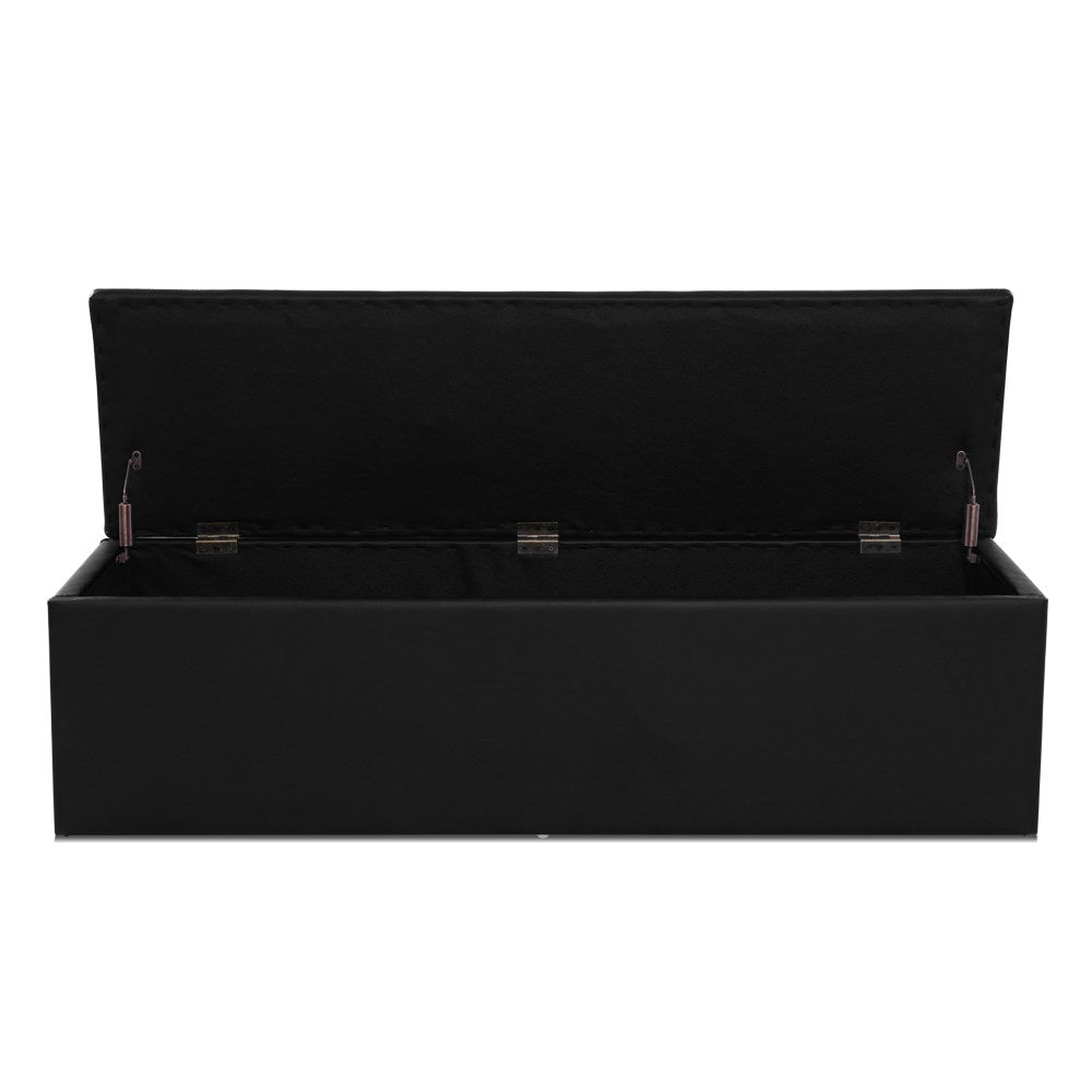 Storage Ottoman Blanket Box Black LARGE Leather Rest Chest Toy Foot Stool - image3