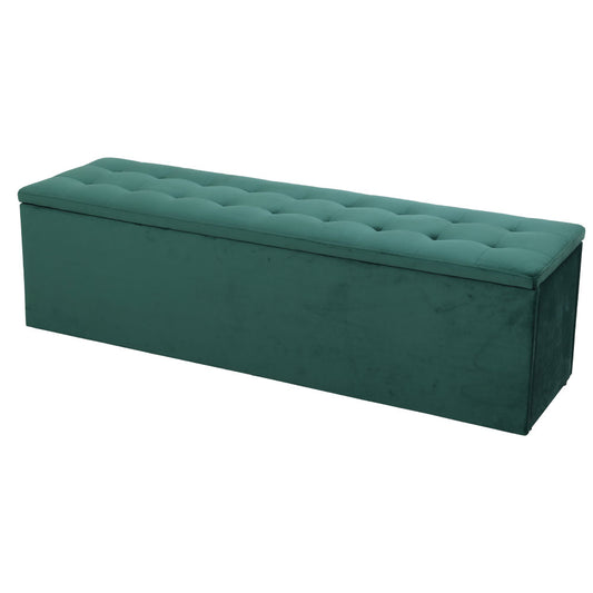 Storage Ottoman Blanket Box Velvet Foot Stool Rest Chest Couch Green - image1