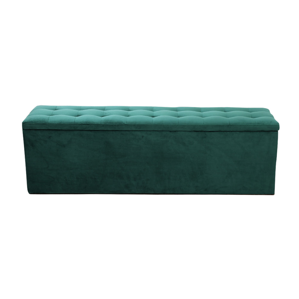 Storage Ottoman Blanket Box Velvet Foot Stool Rest Chest Couch Green - image3