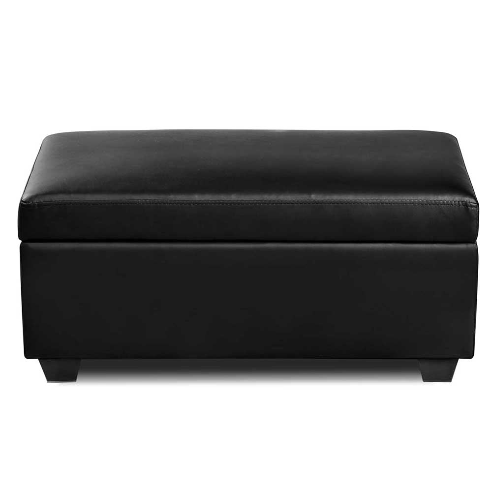 Faux PU Leather Storage Ottoman - Black - image3