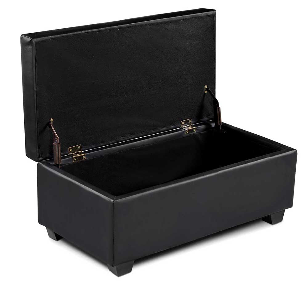 Faux PU Leather Storage Ottoman - Black - image4