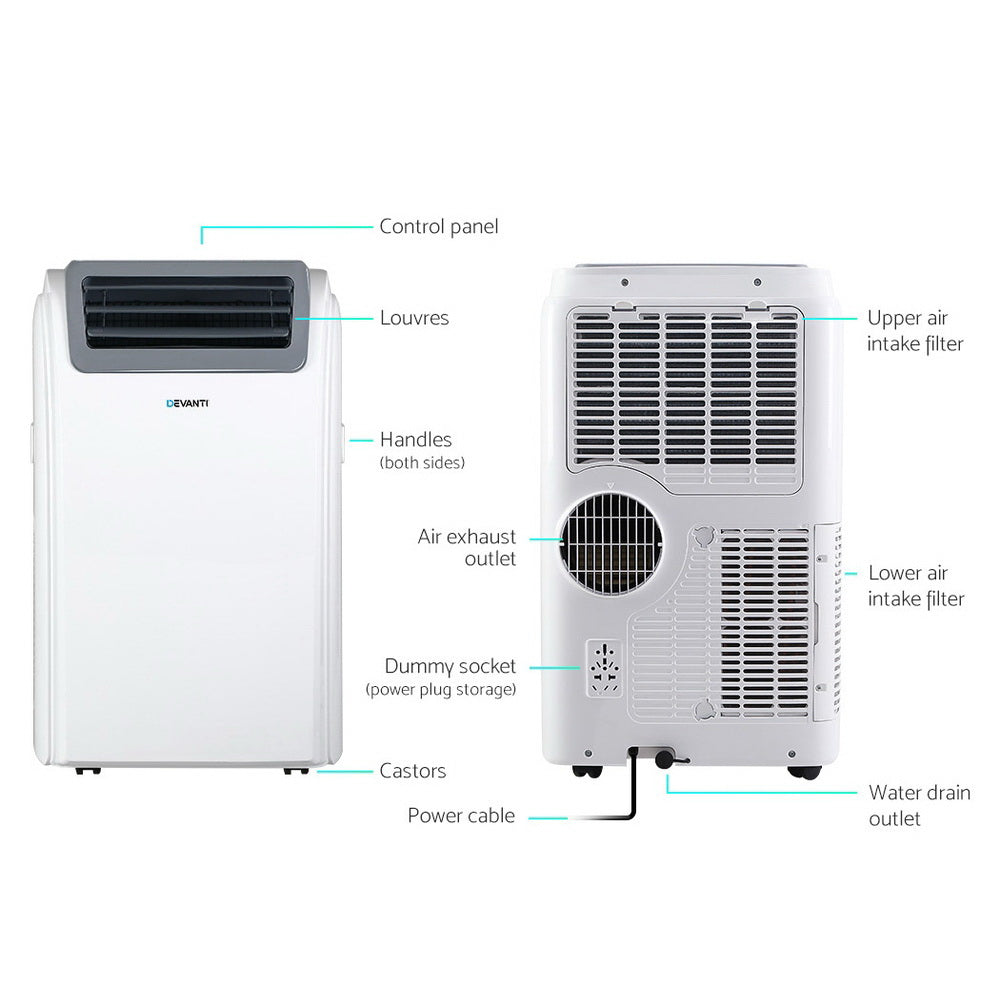 Portable Air Conditioner Cooling Mobile Fan Cooler Dehumidifier Window Kit White 3300W - image3