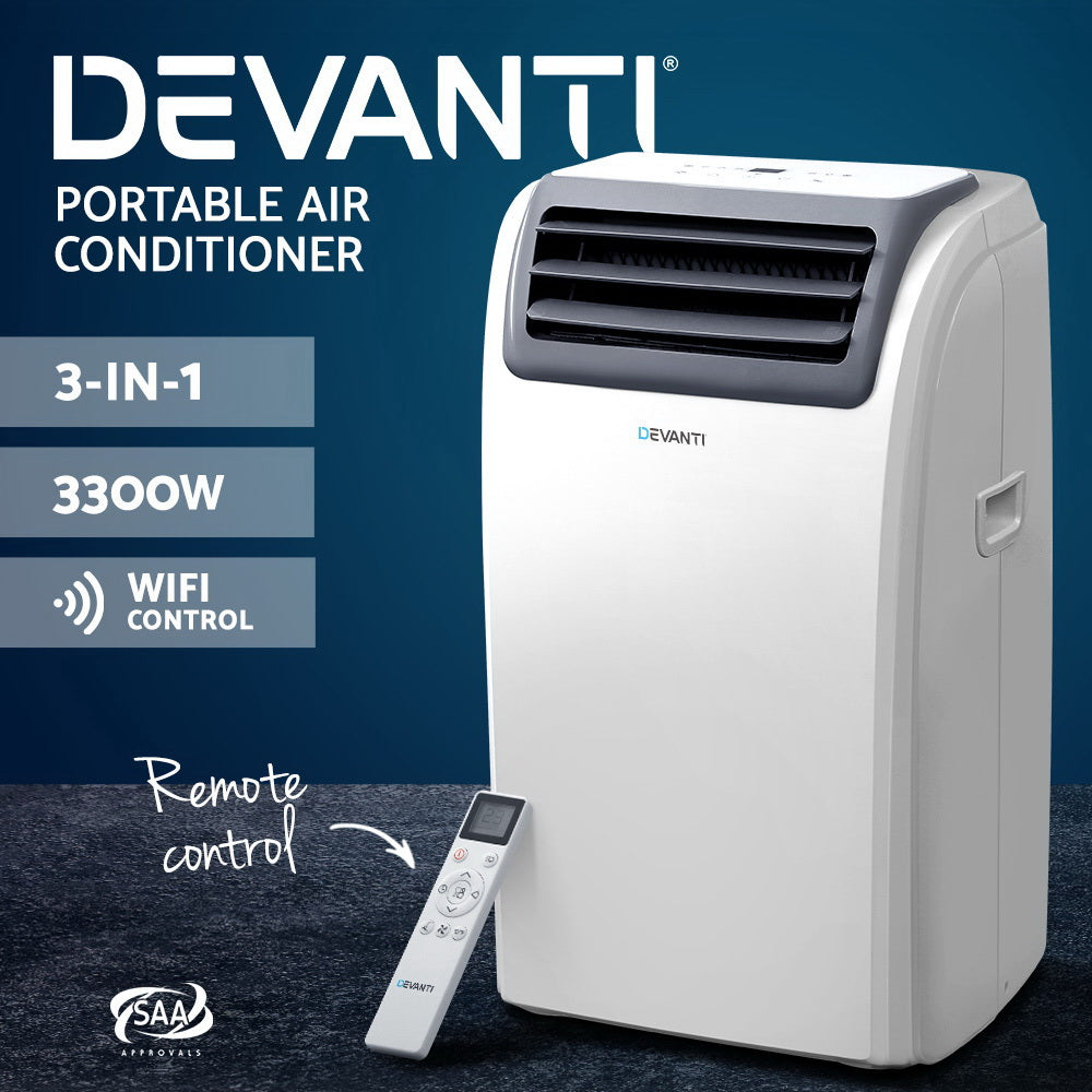 Portable Air Conditioner Cooling Mobile Fan Cooler Dehumidifier Window Kit White 3300W - image4