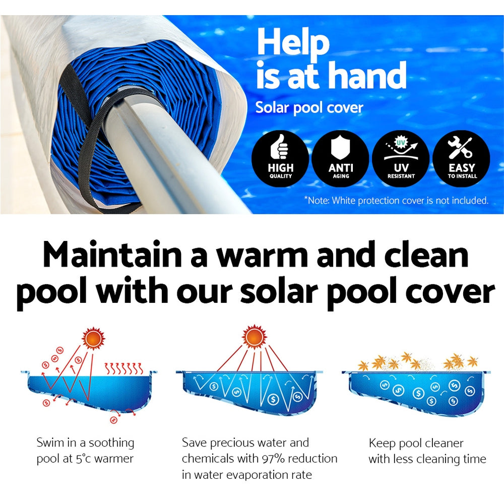 Aquabuddy Swimming Pool Cover with Roller Wheel Solar Blanket Adjustable 10 X 4m - image5