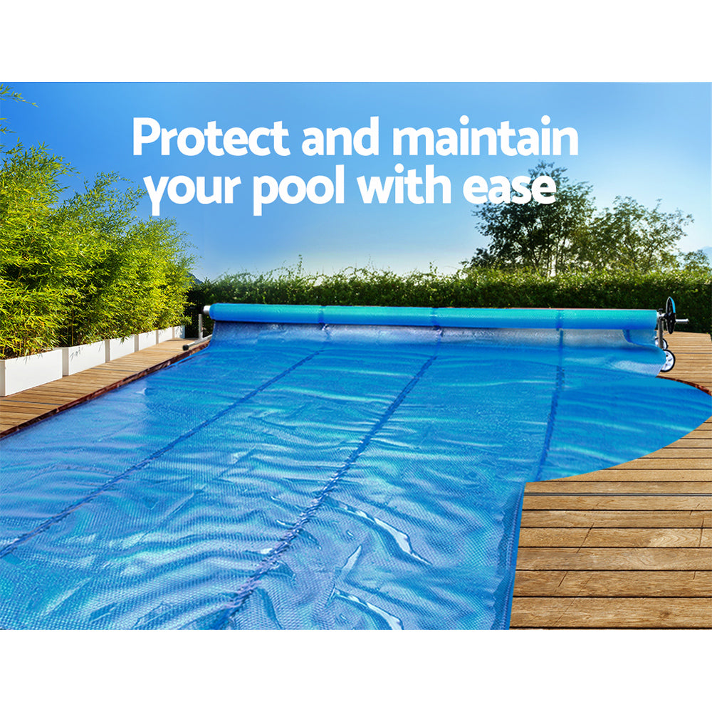 Swimming Pool Cover Roller Reel Adjustable Solar Thermal Blanket Blue - image4