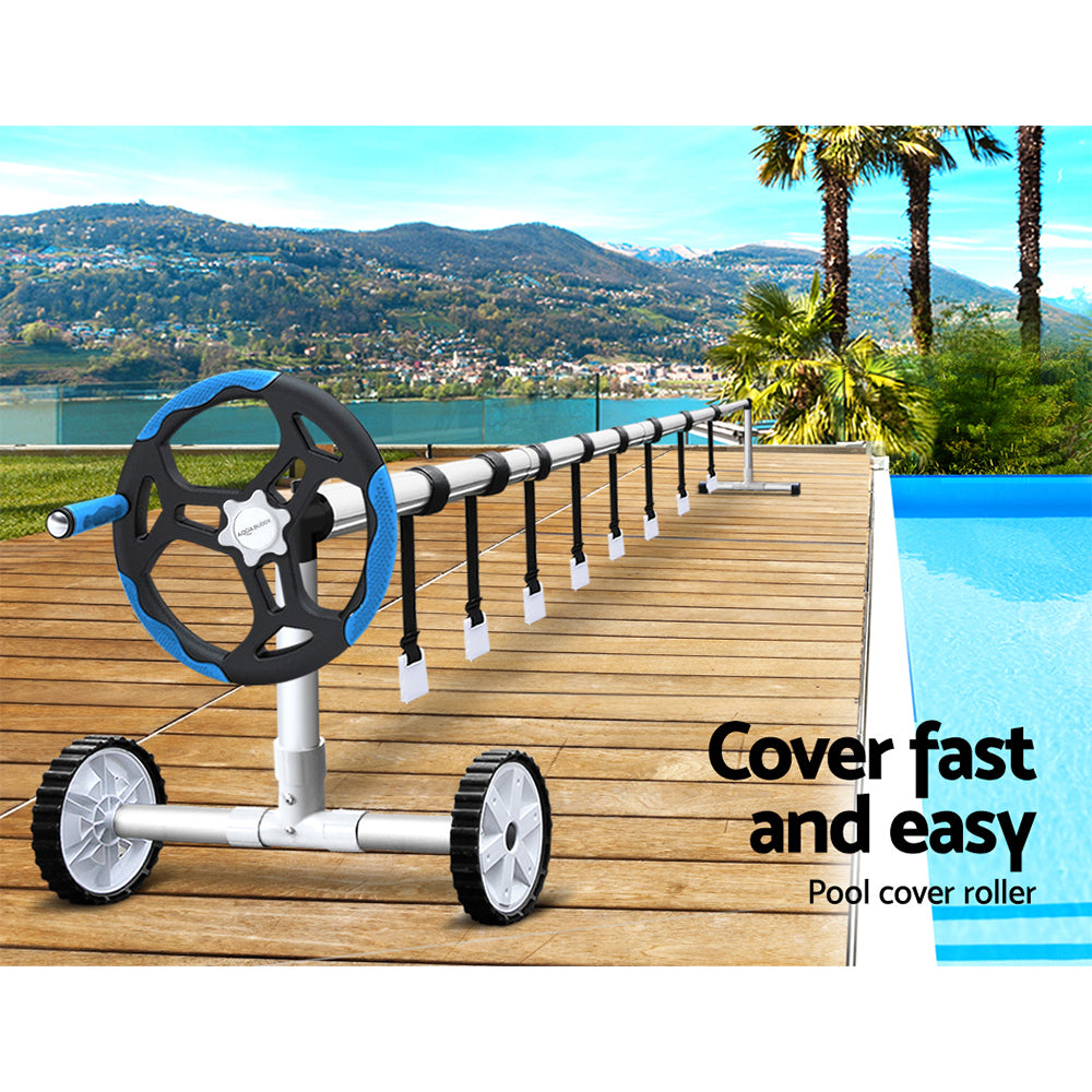 Swimming Pool Cover Roller Reel Adjustable Solar Thermal Blanket Blue - image5