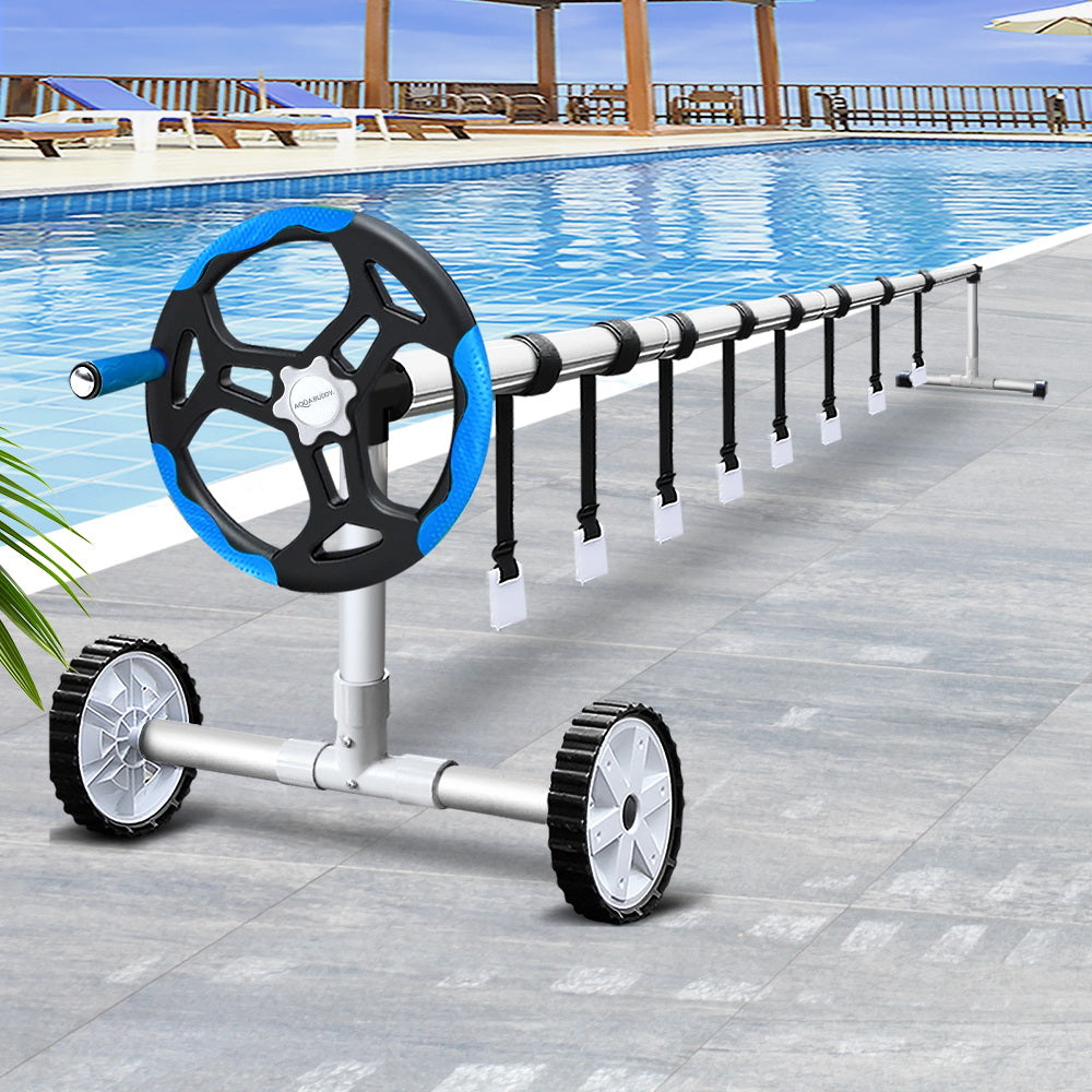 Swimming Pool Cover Roller Reel Adjustable Solar Thermal Blanket Blue - image7