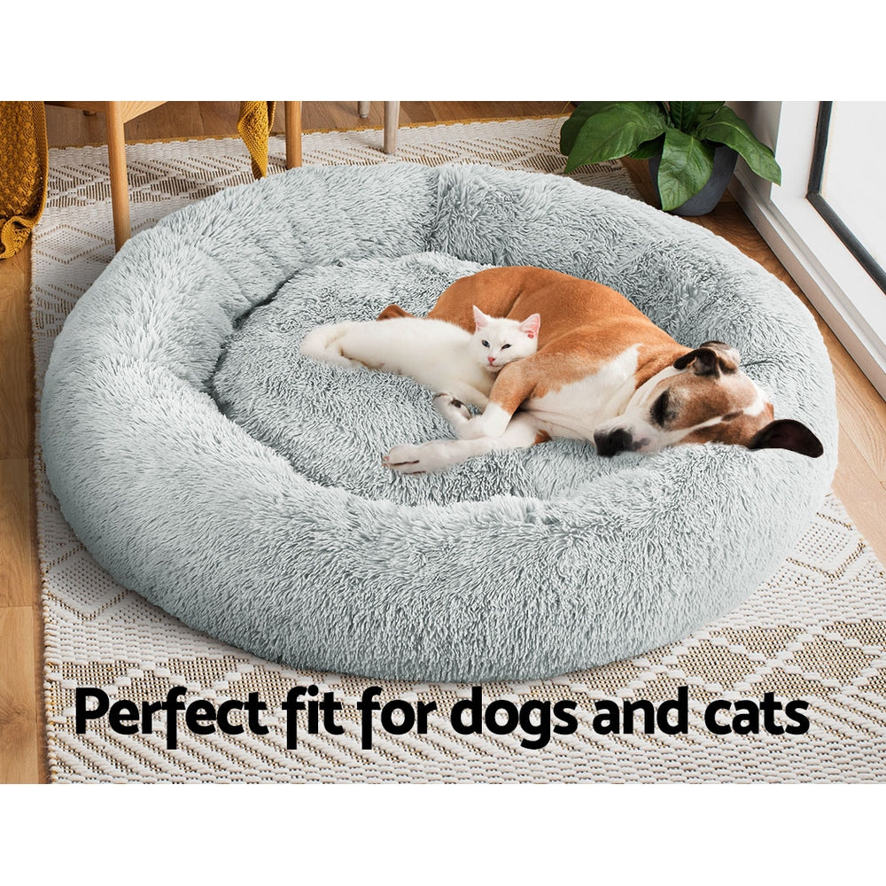 Pet Bed Dog Cat Calming Bed Extra Large 110cm Light Grey Sleeping Comfy Washable - image7