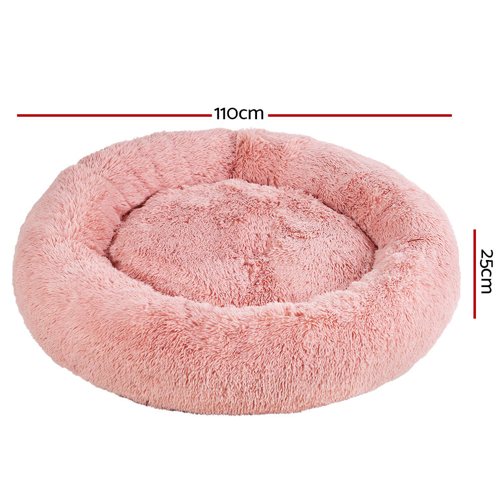 Pet Bed Dog Cat Calming Bed Extra Large 110cm Pink Sleeping Comfy Washable - image2