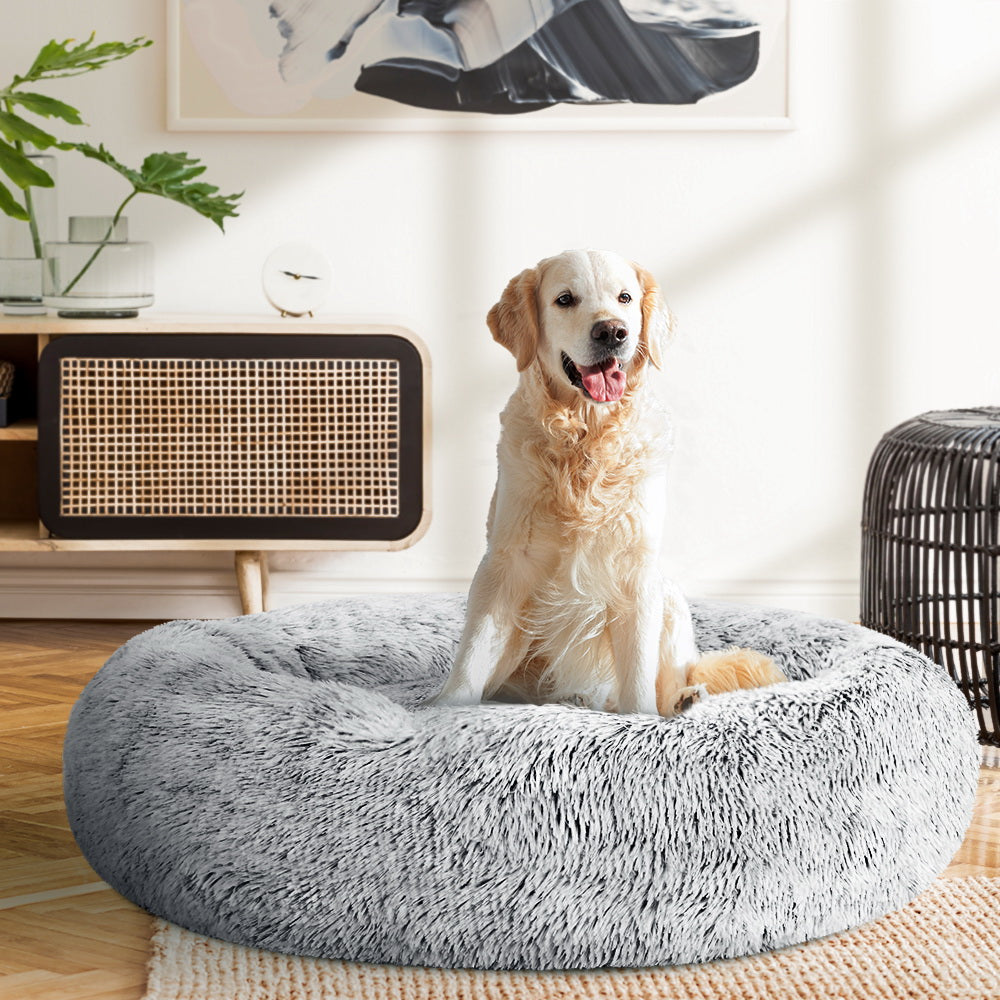 Pet Bed Dog Cat Calming Bed Large 90cm Charcoal Sleeping Comfy Cave Washable - image8