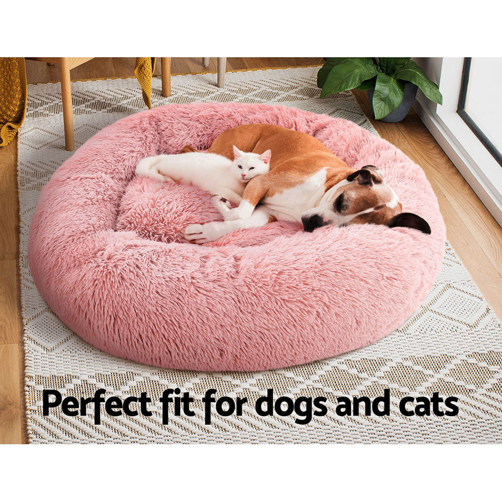 Pet Bed Dog Cat Calming Bed Large 90cm Pink Sleeping Comfy Cave Washable - image7