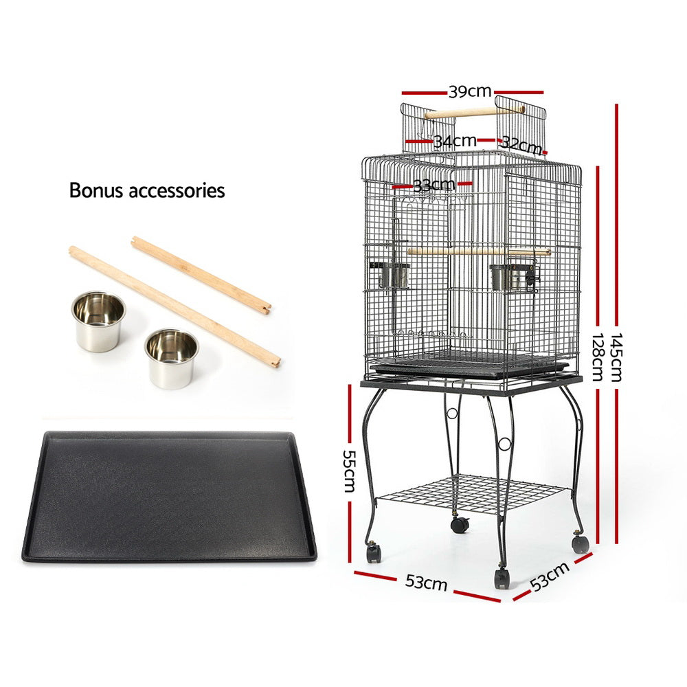Large Bird Cage with Perch - Black - image2