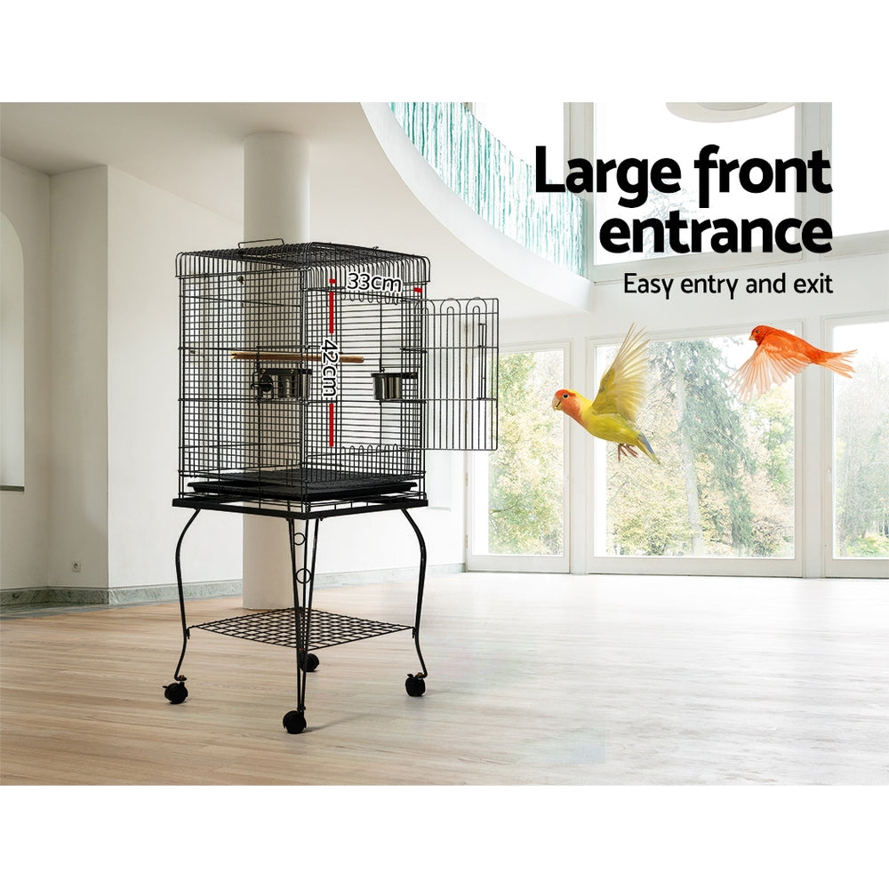 Large Bird Cage with Perch - Black - image3