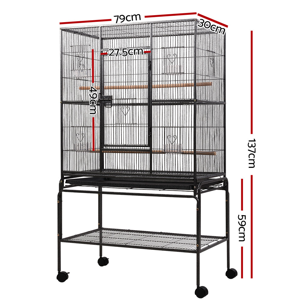 Bird Cage Pet Cages Aviary 137CM Large Travel Stand Budgie Parrot Toys - image2