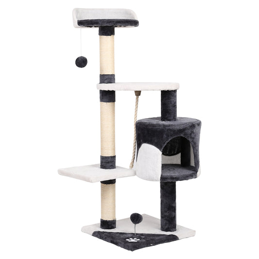 Cat Tree 112cm Trees Scratching Post Scratcher Tower Condo House Furniture Wood - image1
