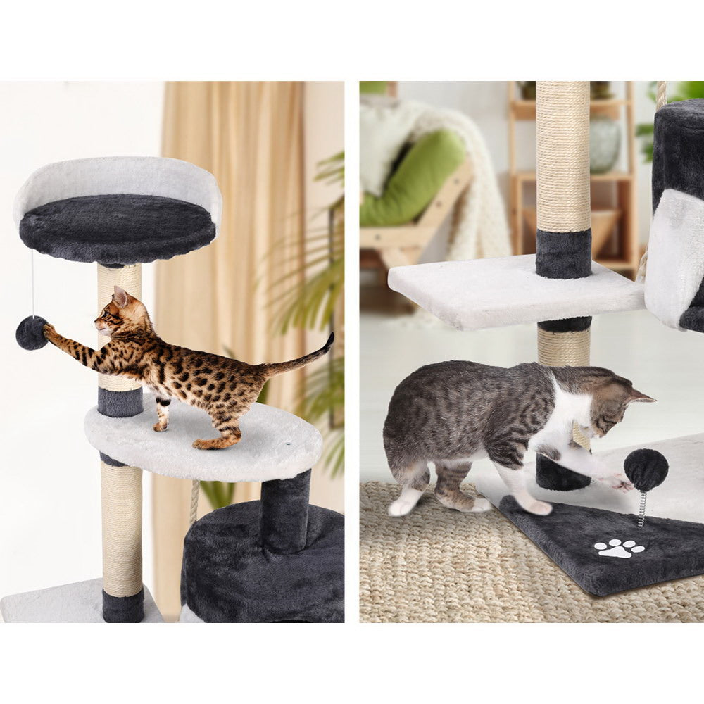 Cat Tree 112cm Trees Scratching Post Scratcher Tower Condo House Furniture Wood - image5