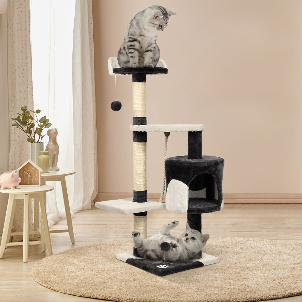Cat Tree 112cm Trees Scratching Post Scratcher Tower Condo House Furniture Wood - image8