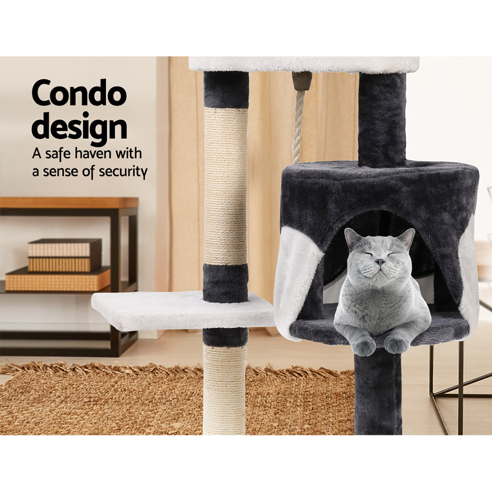 Cat Tree 112cm Trees Scratching Post Scratcher Tower Condo House Furniture Wood - image9