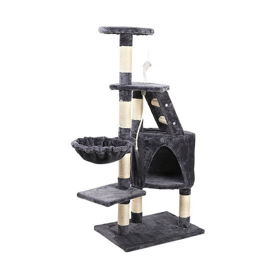Cat Tree 120cm Trees Scratching Post Scratcher Tower Condo House Furniture Wood Multi Level - image1