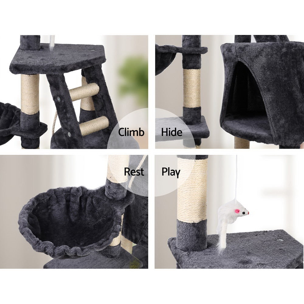 Cat Tree 120cm Trees Scratching Post Scratcher Tower Condo House Furniture Wood Multi Level - image5