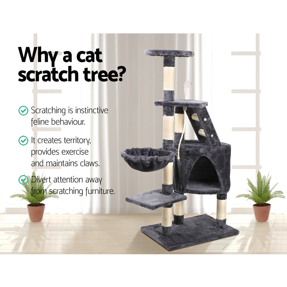 Cat Tree 120cm Trees Scratching Post Scratcher Tower Condo House Furniture Wood Multi Level - image12