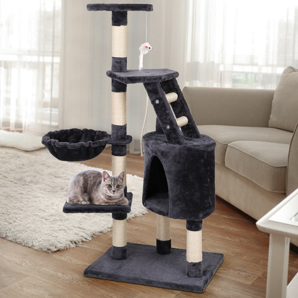 Cat Tree 120cm Trees Scratching Post Scratcher Tower Condo House Furniture Wood Multi Level - image7