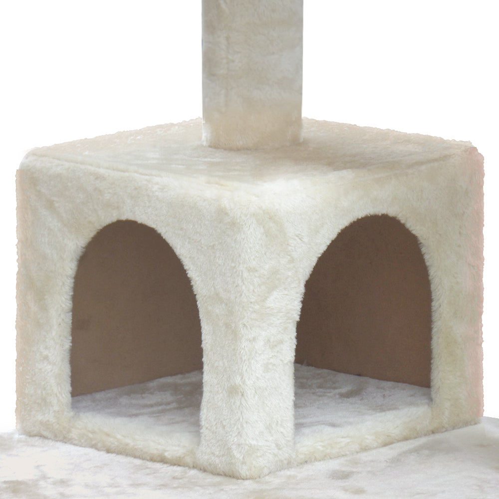 Cat Tree 134cm Trees Scratching Post Scratcher Tower Condo House Furniture Wood Beige - image8