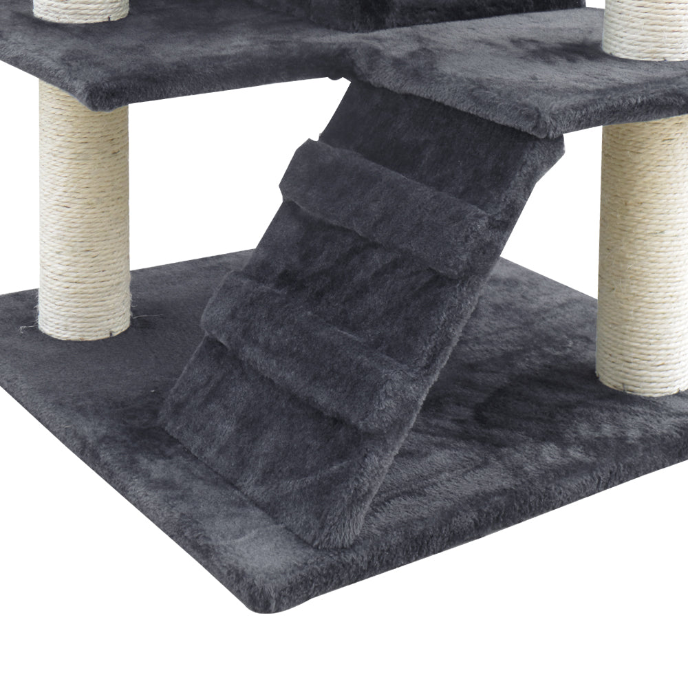 Cat Tree 134cm Trees Scratching Post Scratcher Tower Condo House Furniture Wood Grey - image8