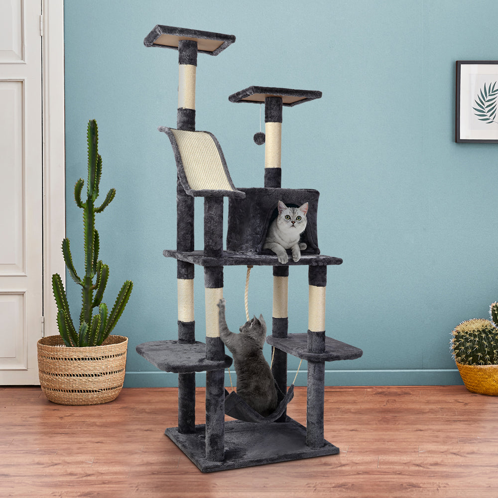 Cat Tree 171cm Trees Scratching Post Scratcher Tower Condo House Furniture Wood - image9