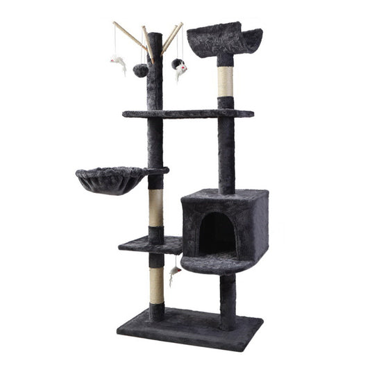 Cat Tree 140cm Trees Scratching Post Scratcher Tower Condo House Furniture Wood - image1