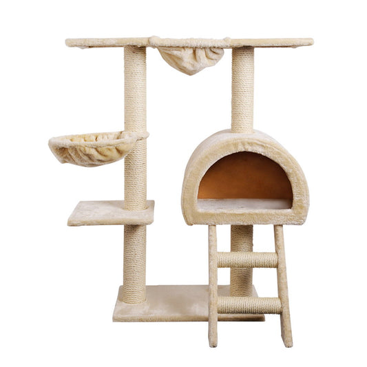 Cat Tree 100cm Trees Scratching Post Scratcher Tower Condo House Furniture Wood Beige - image1
