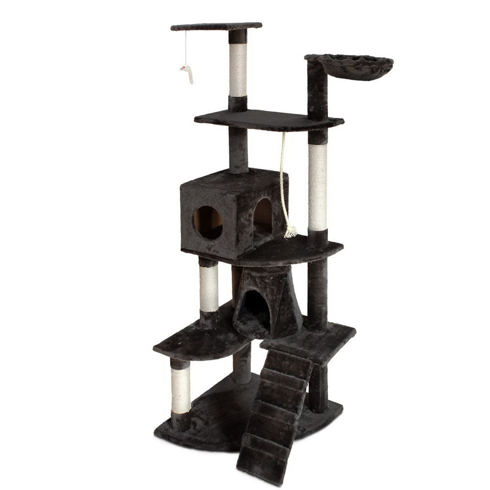 Cat Tree 193cm Trees Scratching Post Scratcher Tower Condo House Furniture Wood - image1