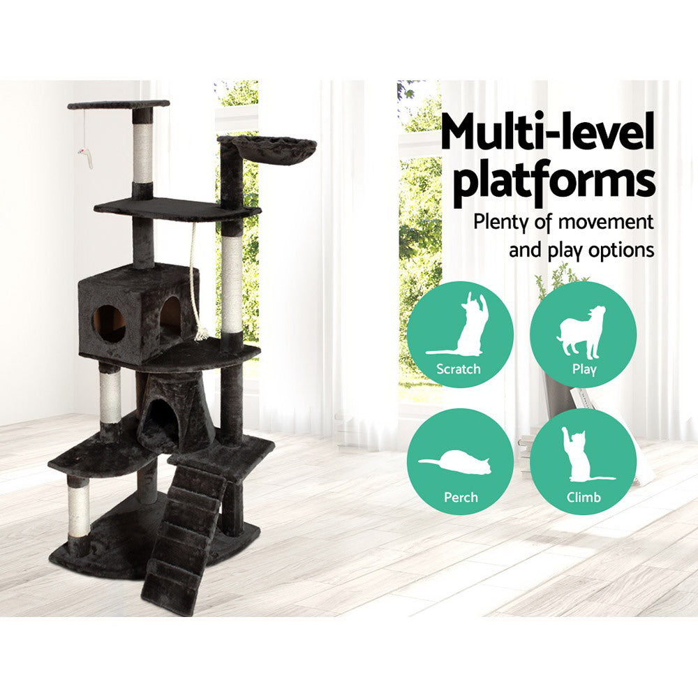 Cat Tree 193cm Trees Scratching Post Scratcher Tower Condo House Furniture Wood - image3