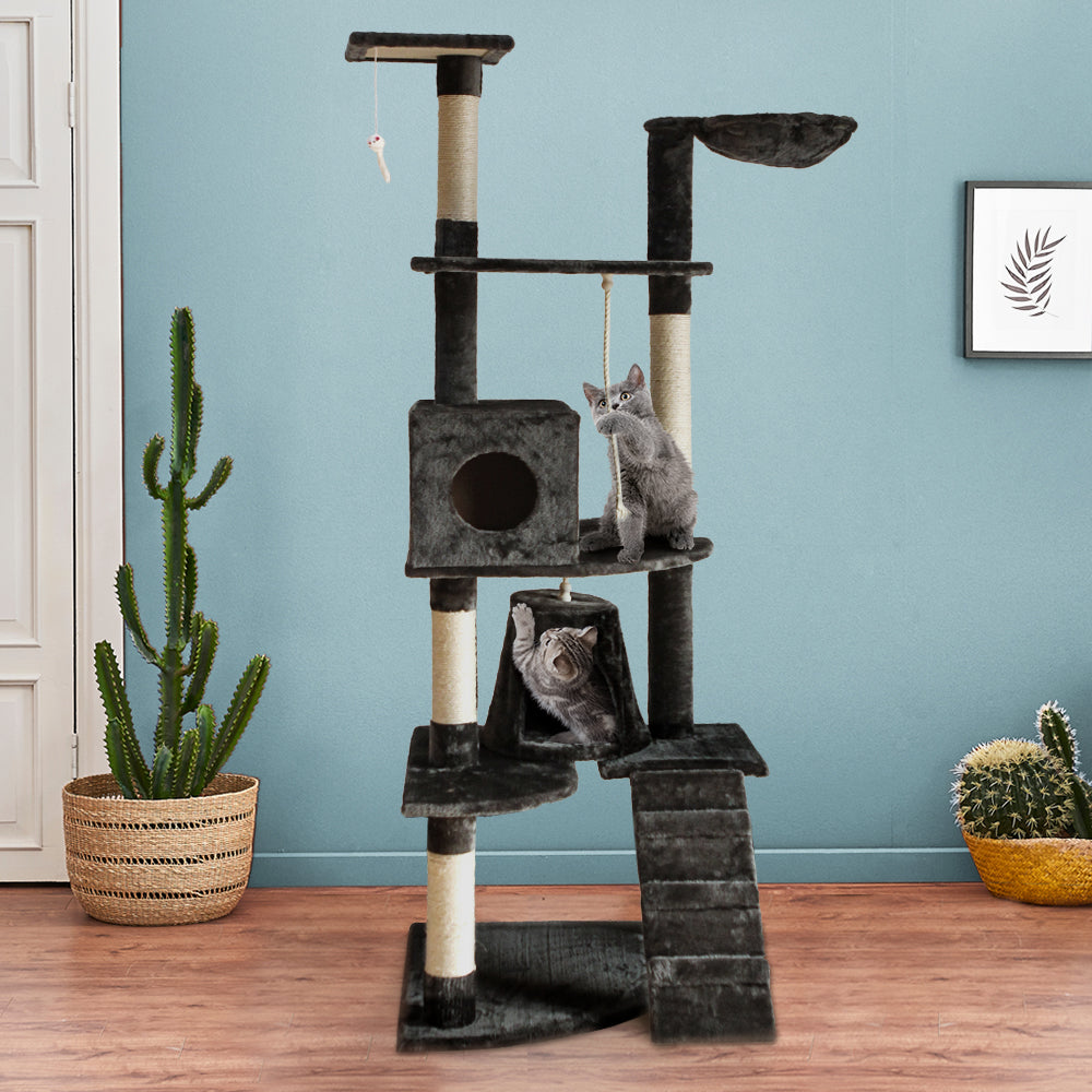 Cat Tree 193cm Trees Scratching Post Scratcher Tower Condo House Furniture Wood - image9