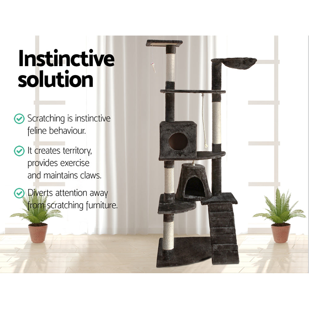 Cat Tree 193cm Trees Scratching Post Scratcher Tower Condo House Furniture Wood - image11