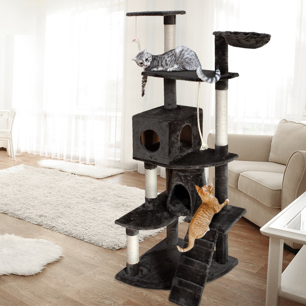 Cat Tree 193cm Trees Scratching Post Scratcher Tower Condo House Furniture Wood - image7