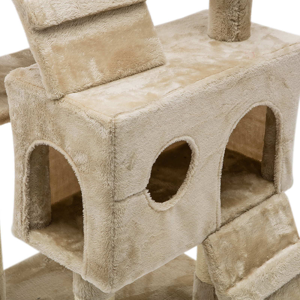 Cat Tree 180cm Trees Scratching Post Scratcher Tower Condo House Furniture Wood Beige - image8
