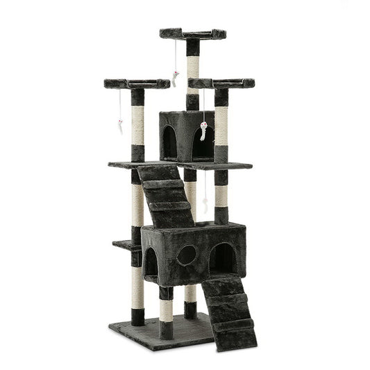 Cat Tree 180cm Trees Scratching Post Scratcher Tower Condo House Furniture Wood - image1