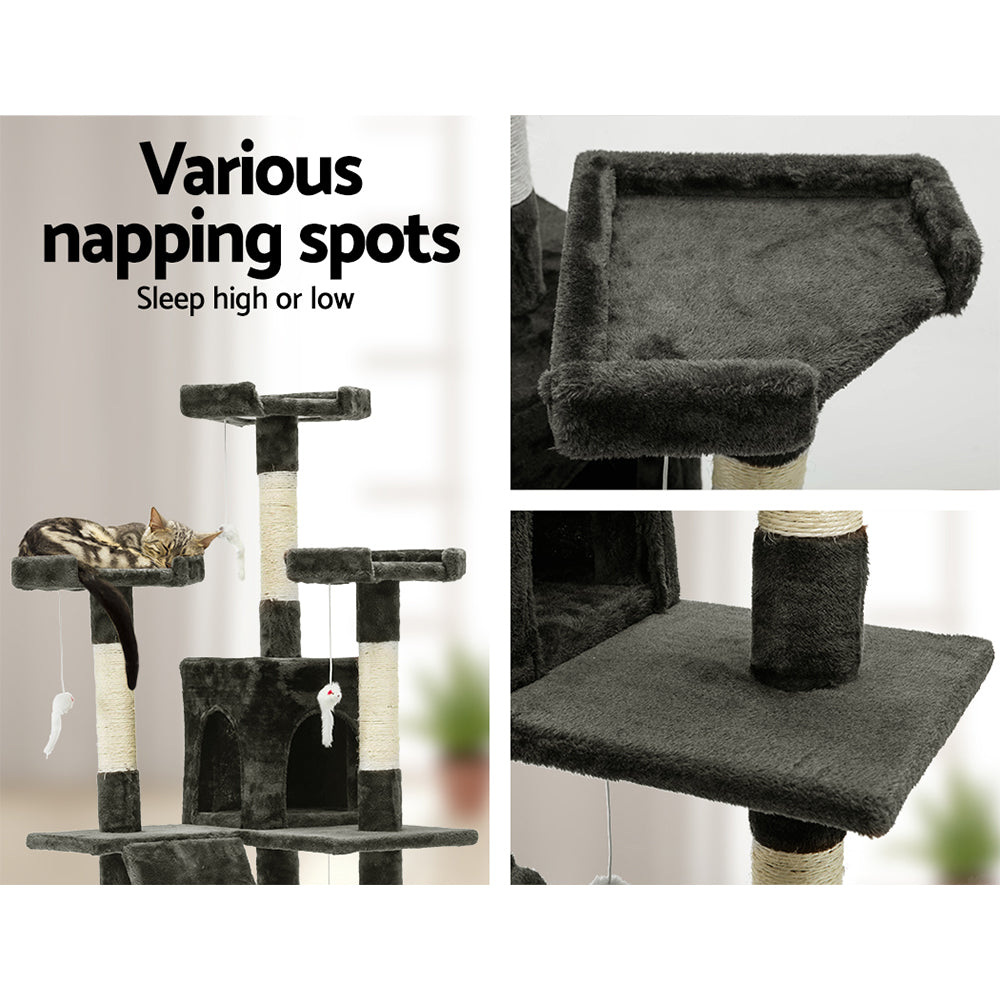 Cat Tree 180cm Trees Scratching Post Scratcher Tower Condo House Furniture Wood - image10