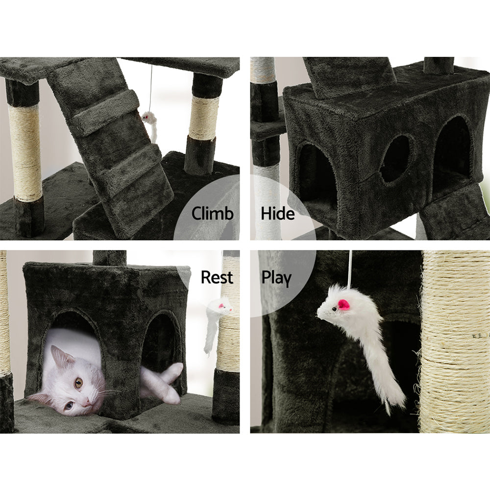 Cat Tree 180cm Trees Scratching Post Scratcher Tower Condo House Furniture Wood - image11