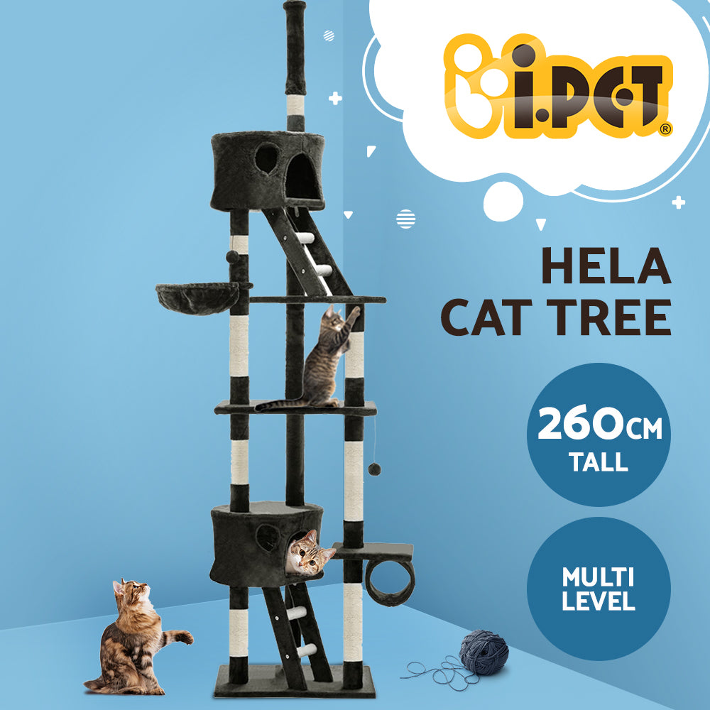 Cat Tree 260cm Trees Scratching Post Scratcher Tower Condo House Furniture Wood - image3