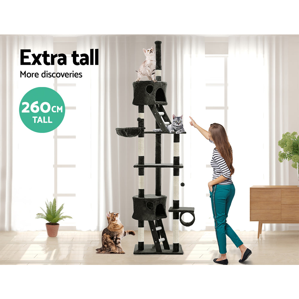 Cat Tree 260cm Trees Scratching Post Scratcher Tower Condo House Furniture Wood - image5