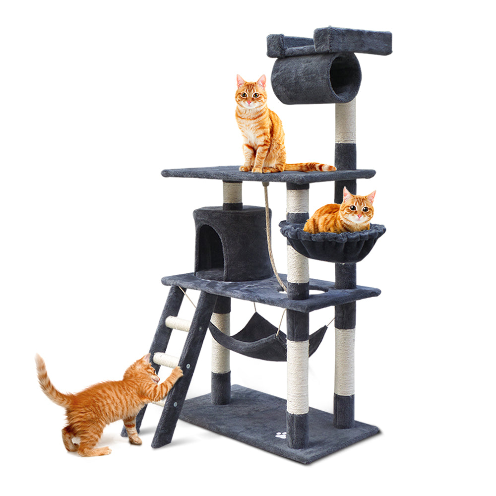 Cat Tree 141cm Trees Scratching Post Scratcher Tower Condo House Furniture Wood - image1