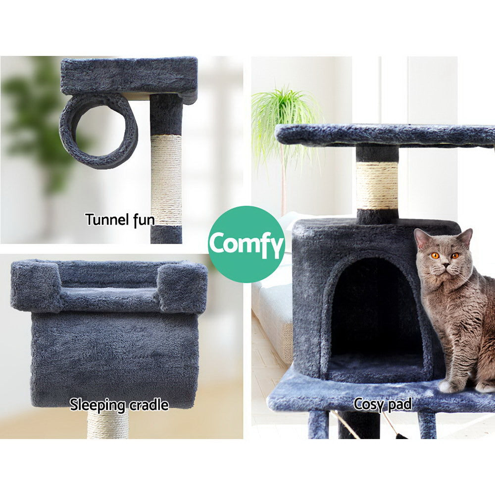 Cat Tree 141cm Trees Scratching Post Scratcher Tower Condo House Furniture Wood - image5