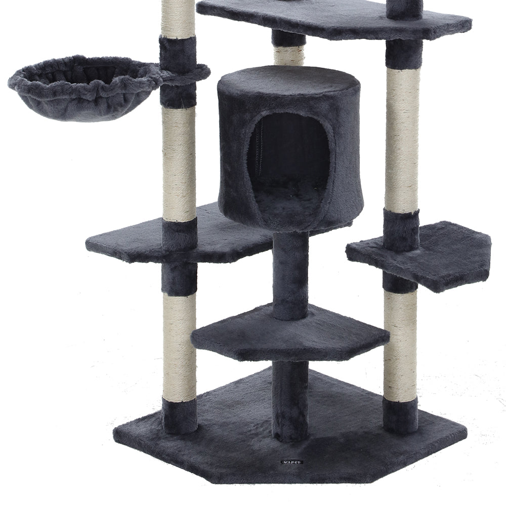 Cat Tree 203cm Trees Scratching Post Scratcher Tower Condo House Furniture Wood - image8