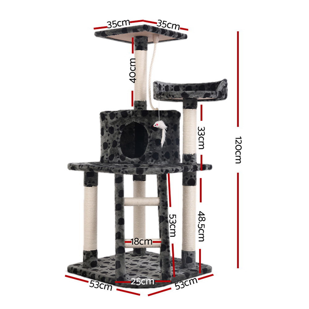 Cat Tree 120cm Trees Scratching Post Scratcher Tower Condo House Furniture Wood 120cm - image2