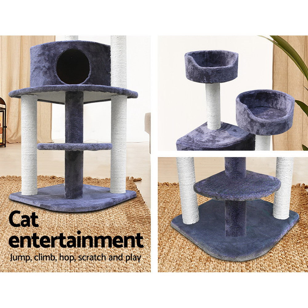 Cat Tree 126cm Trees Scratching Post Scratcher Tower Condo House Furniture Wood - image5